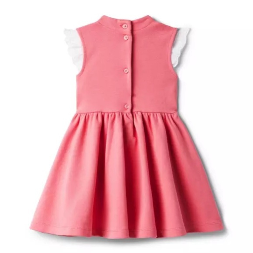 Janie and Jack Pink White Eyelet Ruffle Ponte Dress 4t - Picture 2 of 14